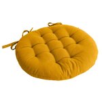 Paris Prix Galette de Chaise Piquée Uni  Panama  38cm Moutarde