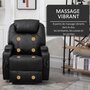 HOMCOM Fauteuil luxe de relaxation et massage inclinaison dossier repose-pied électrique revêtement synthétique noir