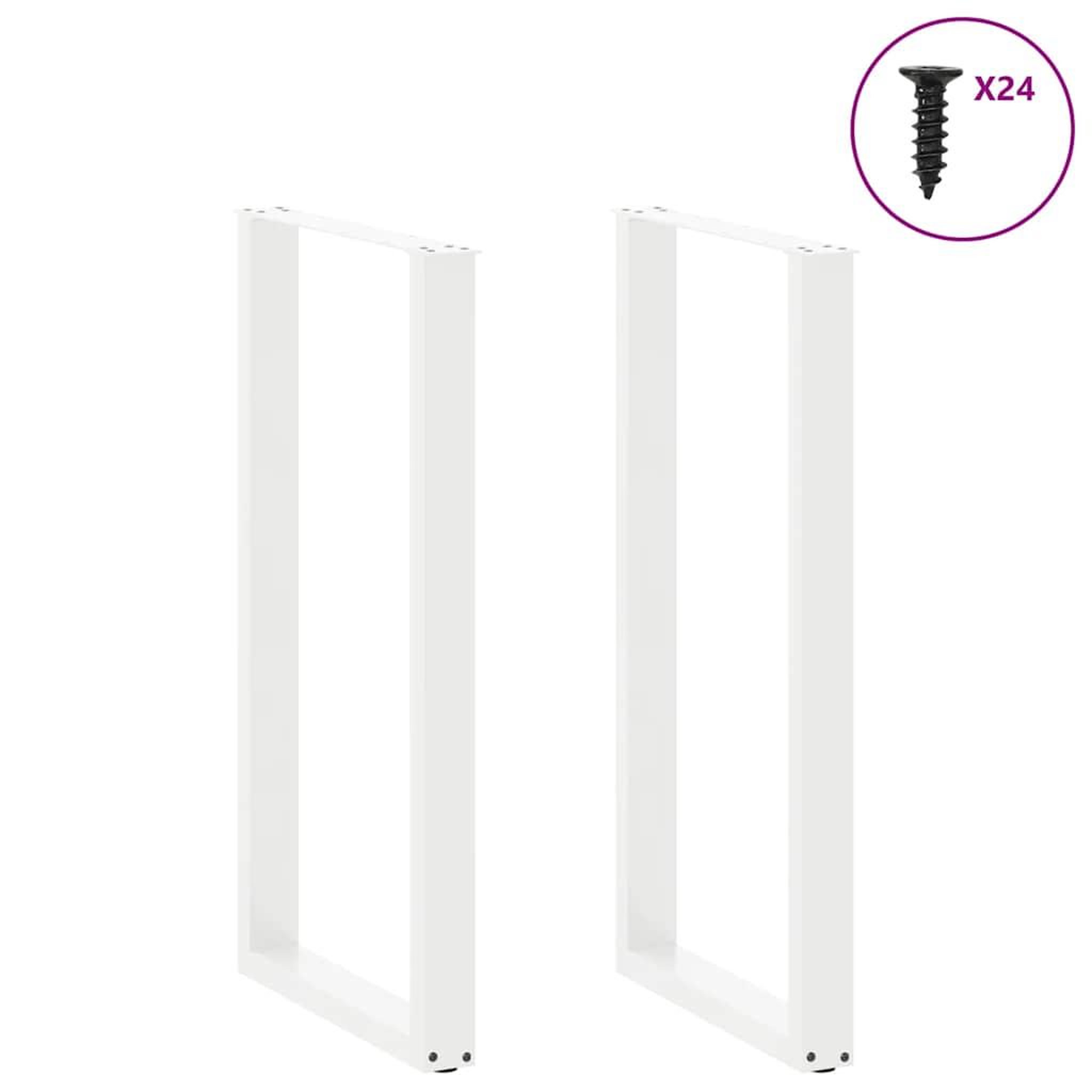 Voir la diapositive 3 : VIDAXL Pieds de table basse forme de U 2pcs blanc 60x(110-111)cm acier