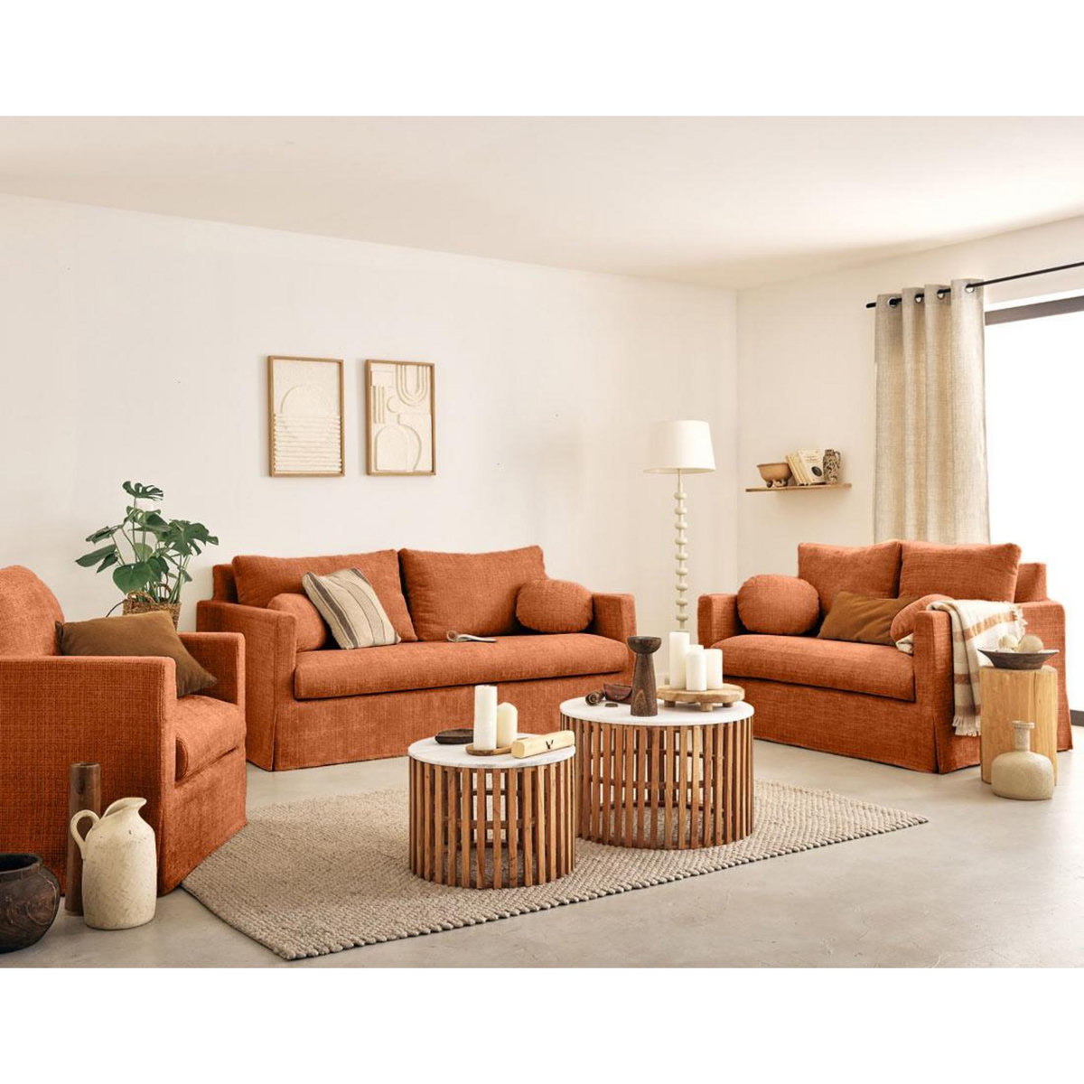 LISA DESIGN Serena - fauteuil déhoussable en velours texturé