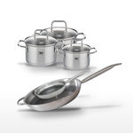 ELO Lot 2 Poêles 32/24cm et 3 Faitouts 16/14/12cm Elo Relief Solution