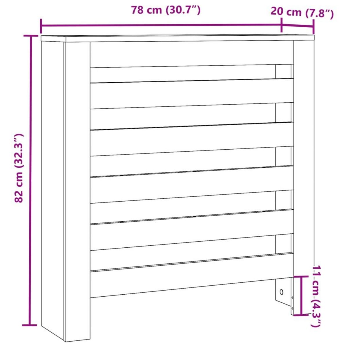VIDAXL Cache-radiateur chene sonoma 78x20x82 cm bois d'ingenierie