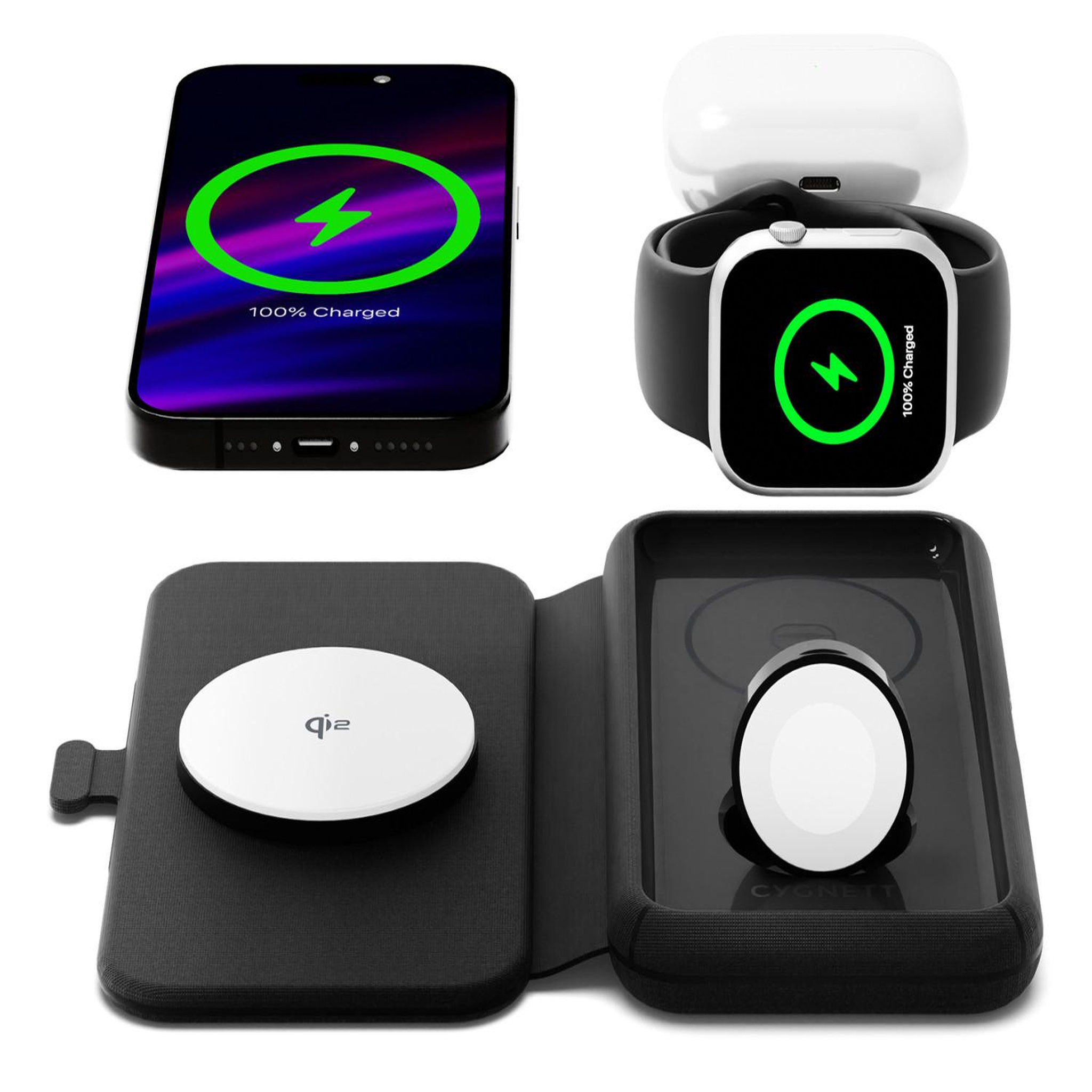 Voir la diapositive 3 : CYGNETT Cygnett voyager écouteurs, smartphone, smartwatch noir usb recharge sans fil charge rapide intérieure