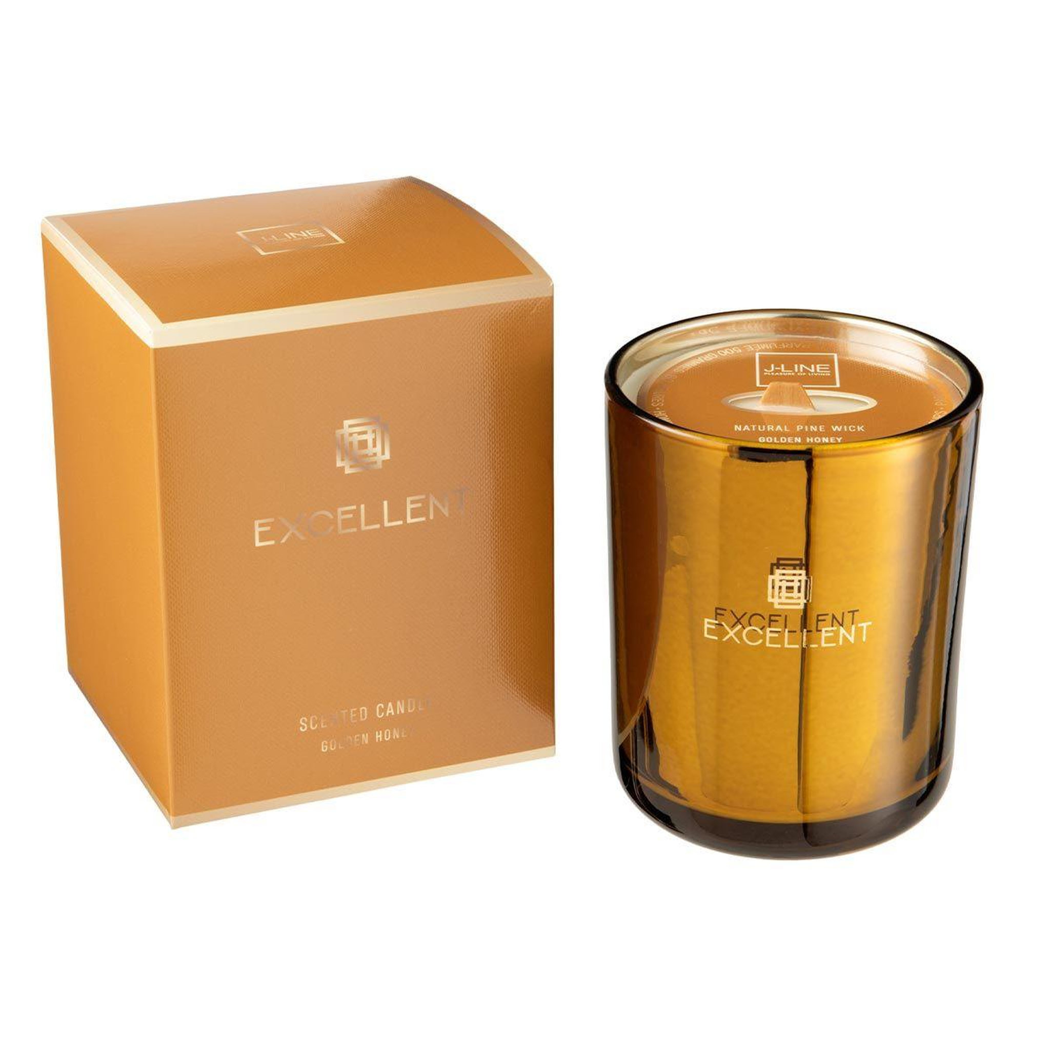 J-LINE Bougie parfumée  excellent  14cm golden honey ocre