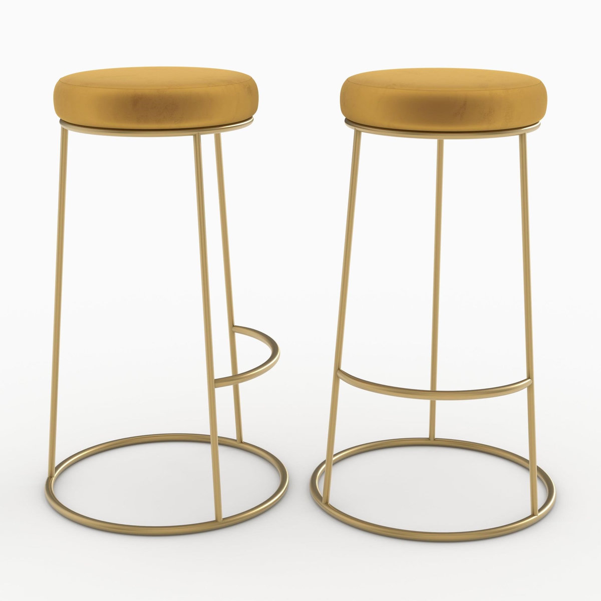 Rendez vous déco Lot de 2 tabourets de bar 73 cm en velours jaune curry-Kendal