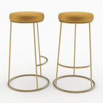 Rendez vous déco Lot de 2 tabourets de bar 73 cm en velours jaune curry-Kendal