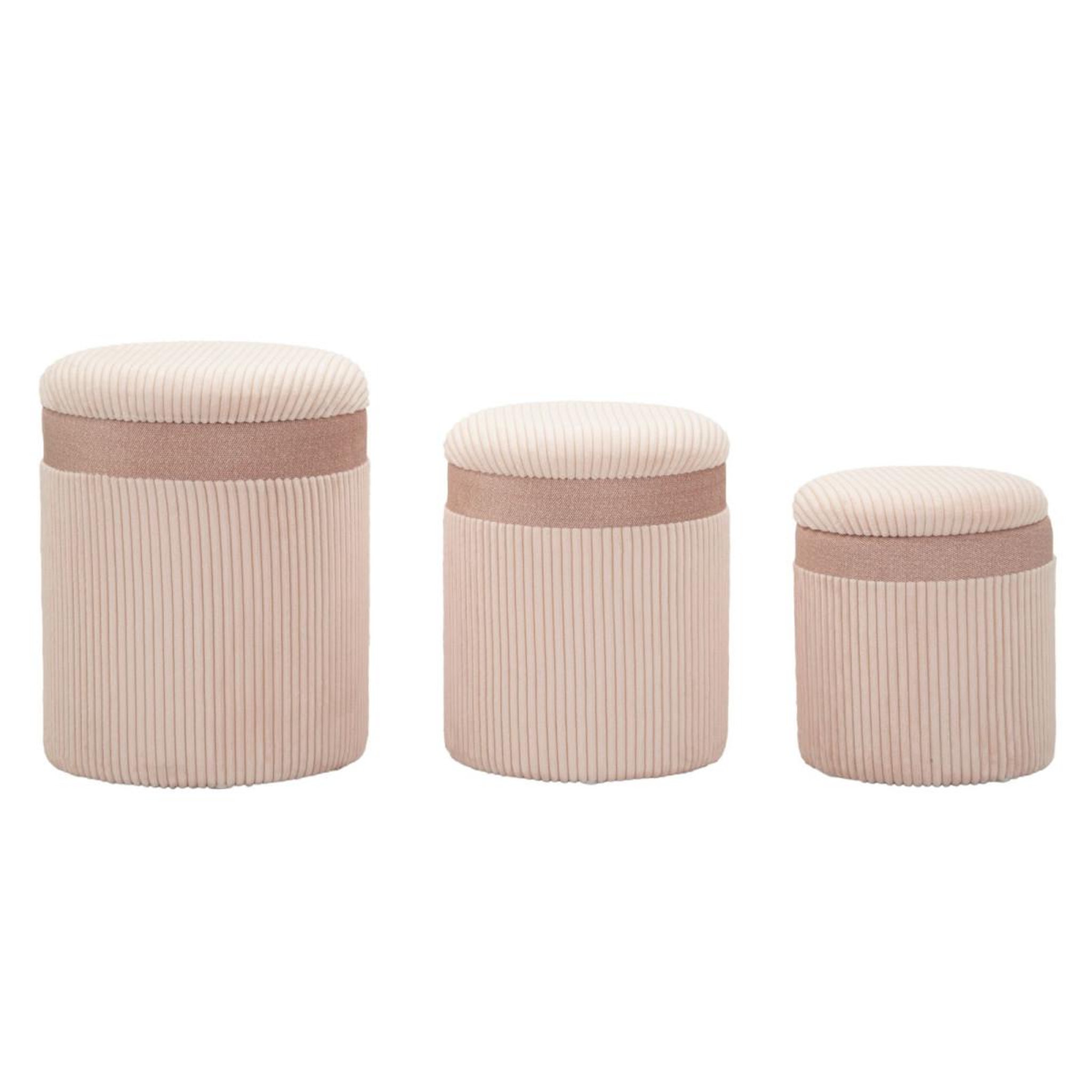 Paris Prix Lot de 3 poufs coffres  curtain  49cm rose
