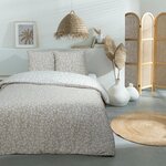 FUTURE HOME Parure de lit double feuillage en microfibre lavée. Coloris disponibles : Beige