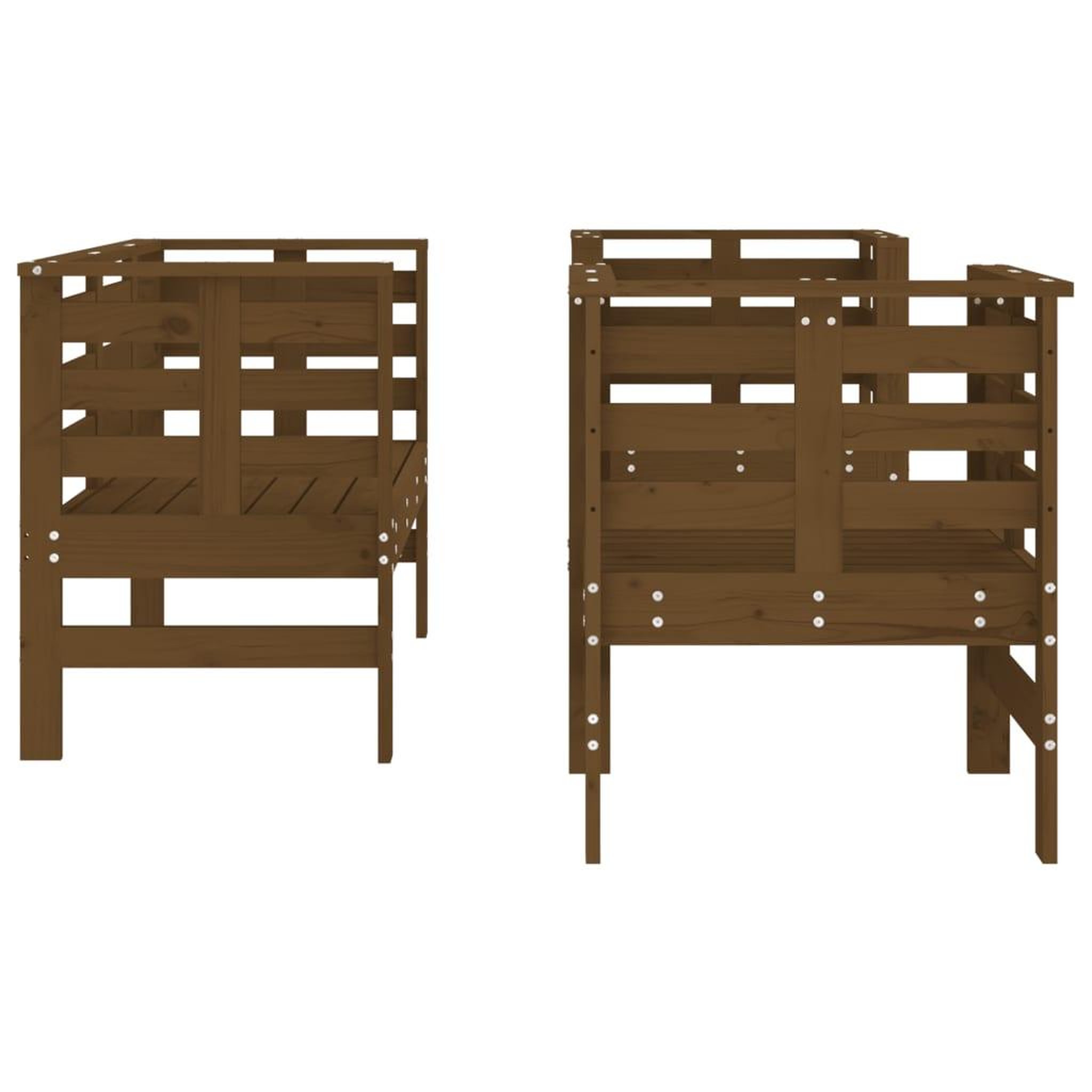 Voir la diapositive 5 : VIDAXL Salon de jardin 3 pcs marron miel bois de pin massif