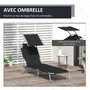 Voir la diapositive 6 : OUTSUNNY Transat bain de soleil pliable grand confort dossier et pare-soleil réglable multi-positions noir