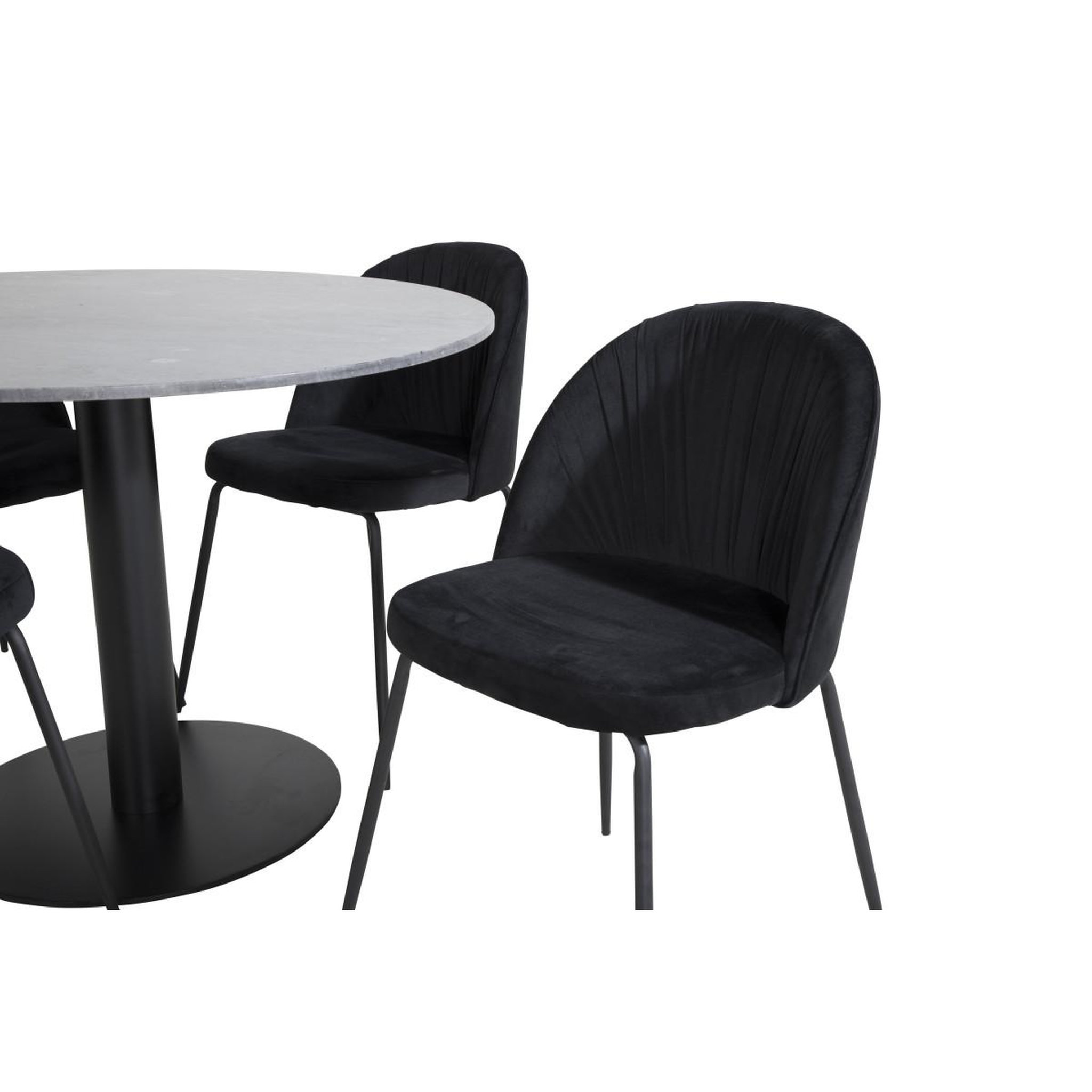 Voir la diapositive 2 : Paris Prix Ensemble table à manger & 4 chaises  estelle & wrinkles  106cm gris foncé & noir