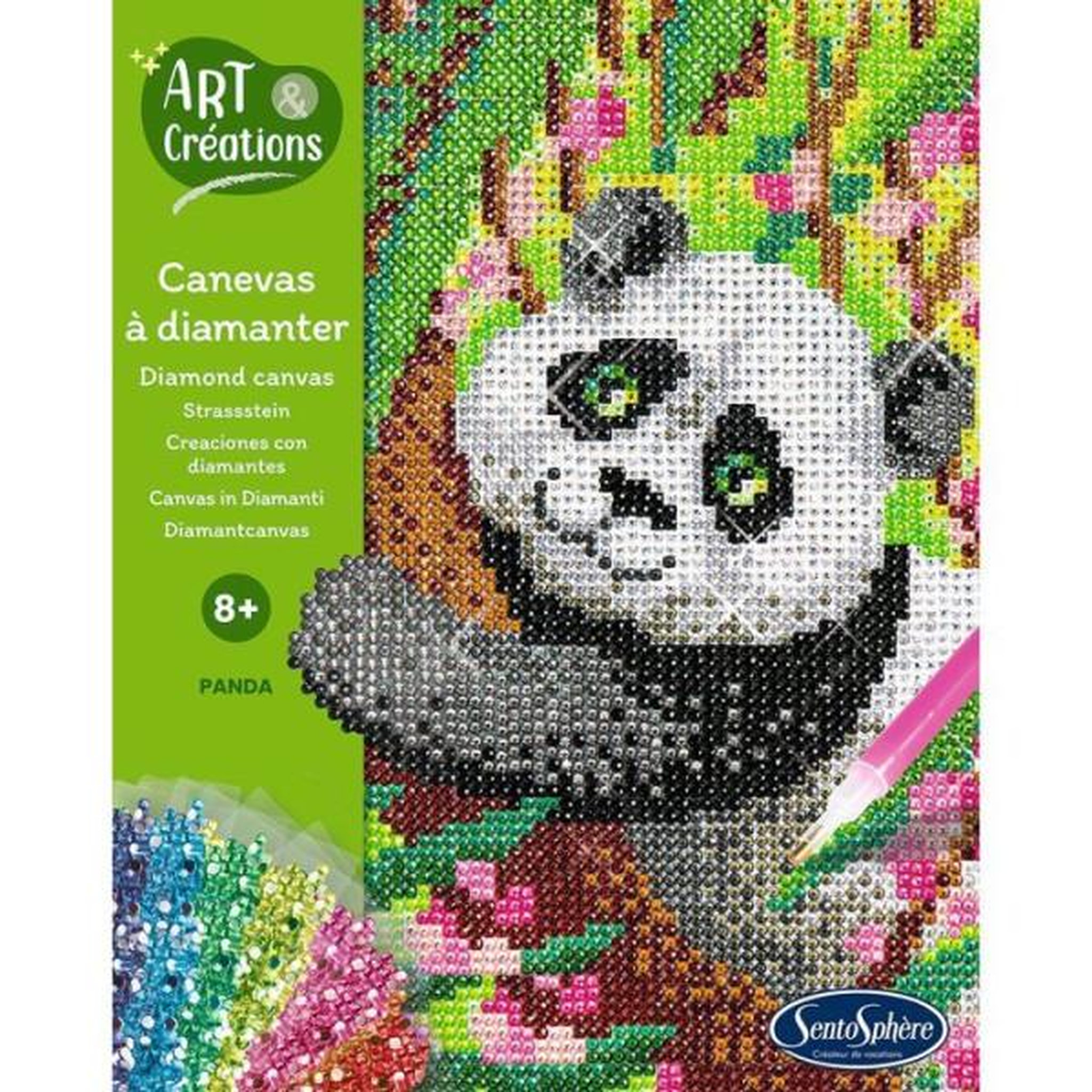 Voir la diapositive 2 : Sentosphere Création a base de mini strass - SENTOSPHERE - Art & Créations - Canevas a Diamanter - Panda - Des 8 ans