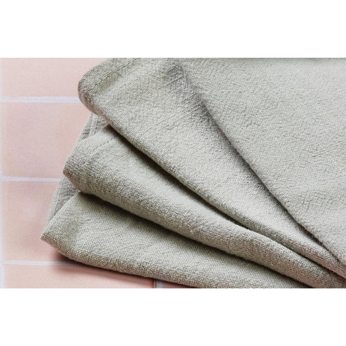 BJORN Serviette de table - 6 pièces - Lin et coton vert pâle