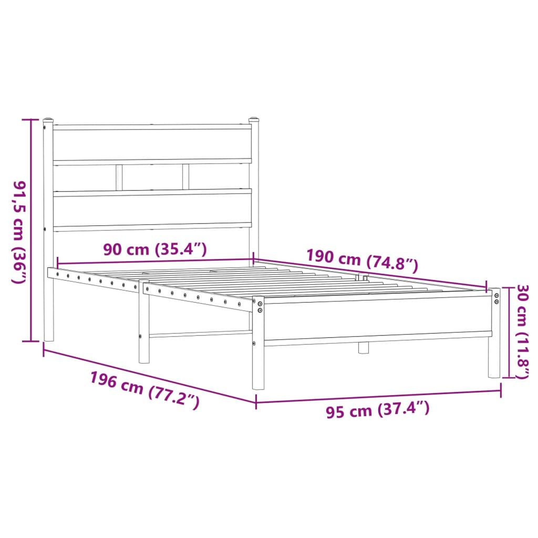 Voir la diapositive 6 : VIDAXL Cadre de lit sans matelas chene marron 90x190cm bois ingenierie