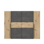 Voir la diapositive 2 : MARKET24 Armoire - Décor chene artisan et béton gris - 2 portes battantes + 2 portes coulissantes - L 270,3 x P 61,2 x H 210 cm - NARAG