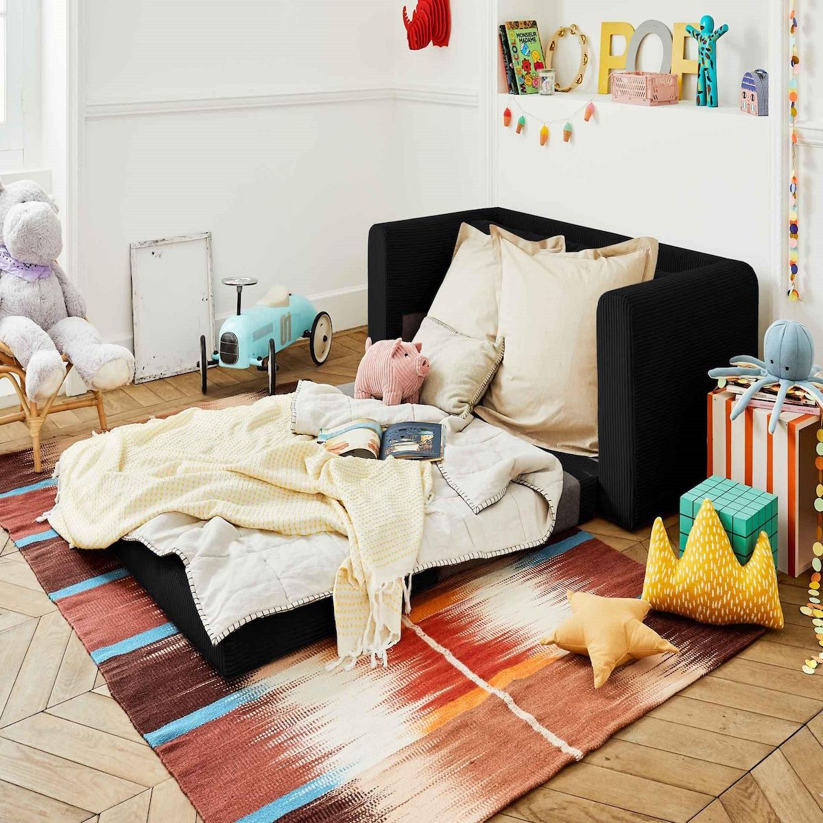 BEST MOBILIER Marilia - canapé 2 places - convertible déplimousse - en velours côtelé