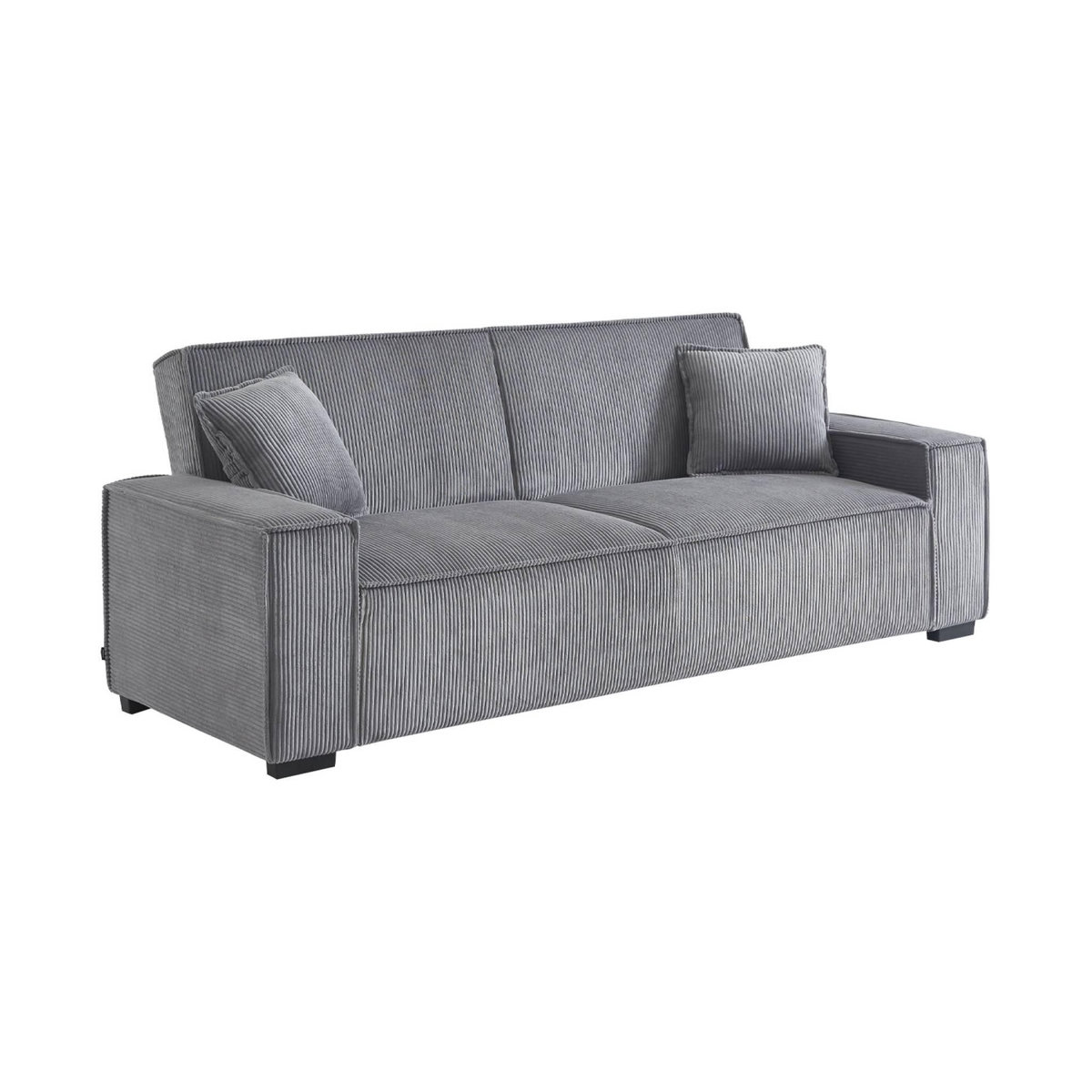 SWEEEK Canapé convertible 3 places gris clair velours côtelé L 231 x P 96.5 x H 80cm