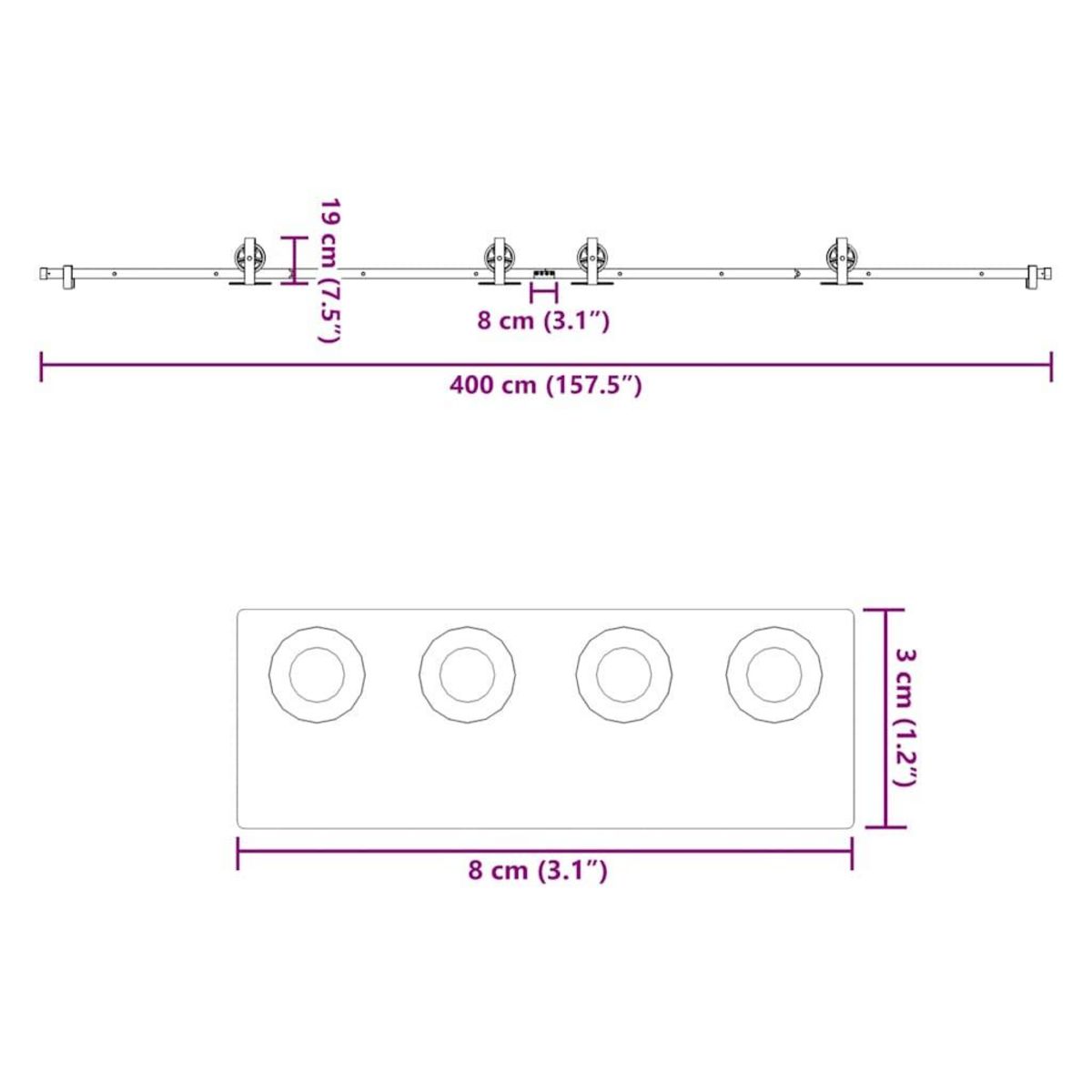VIDAXL Kit de quincaillerie de porte coulissante 400 cm acier noir