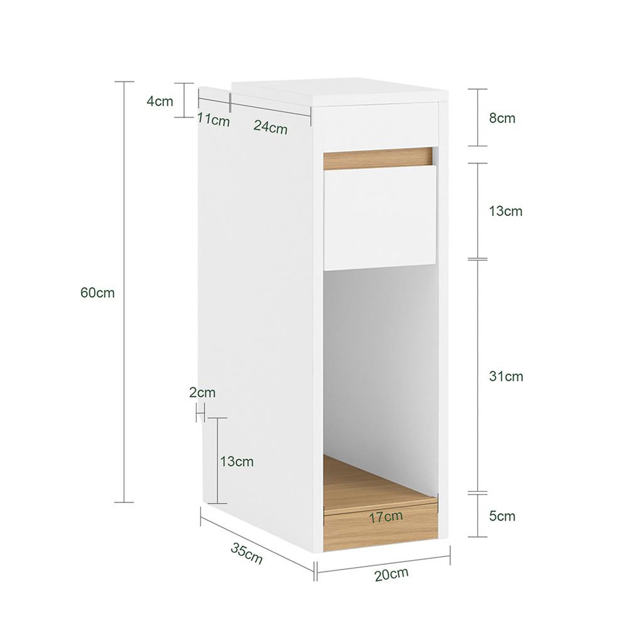 Voir la diapositive 3 : SOBUY SoBuy - Table De Chevet à un tiroir - Blanc - 35x20x60cm - Minimaliste - FBT163-NW