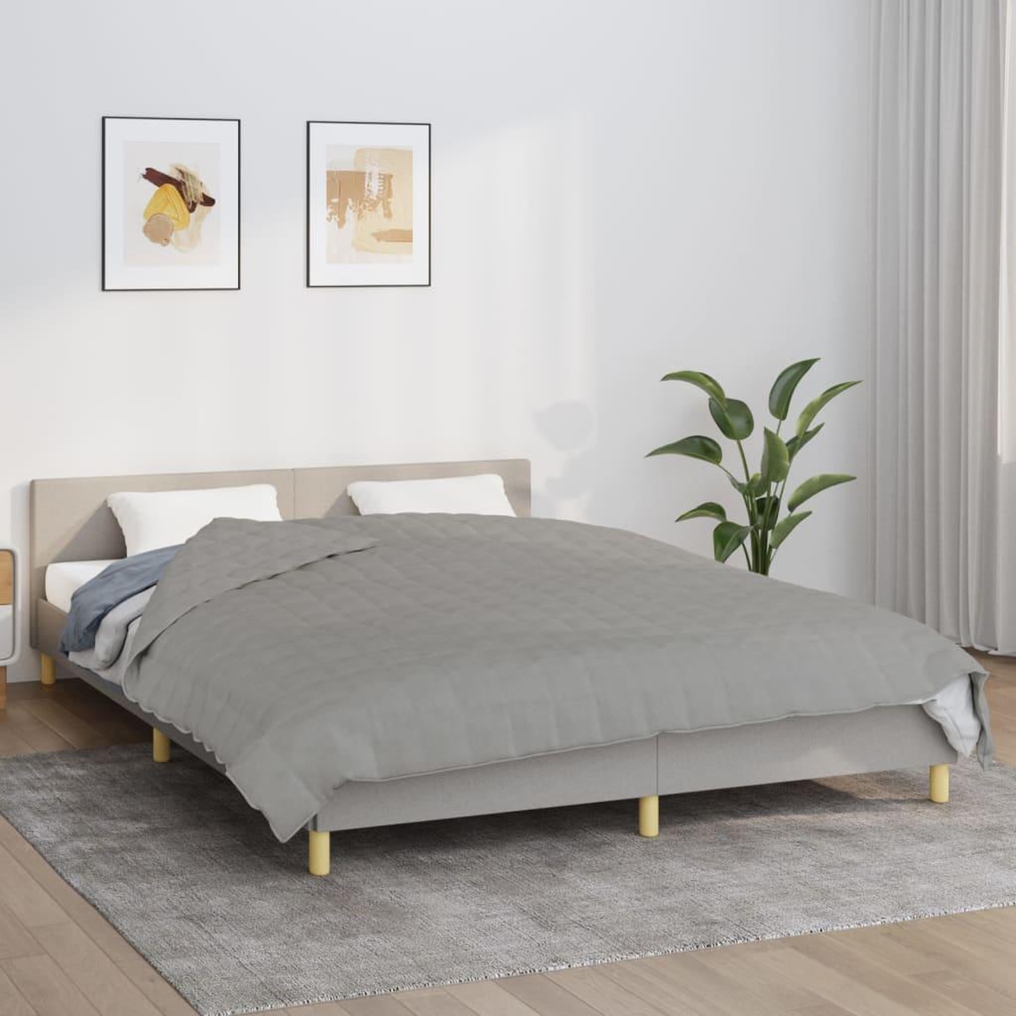 Voir la diapositive 1 : VIDAXL Couverture lestee Gris 200x225 cm 9 kg Tissu