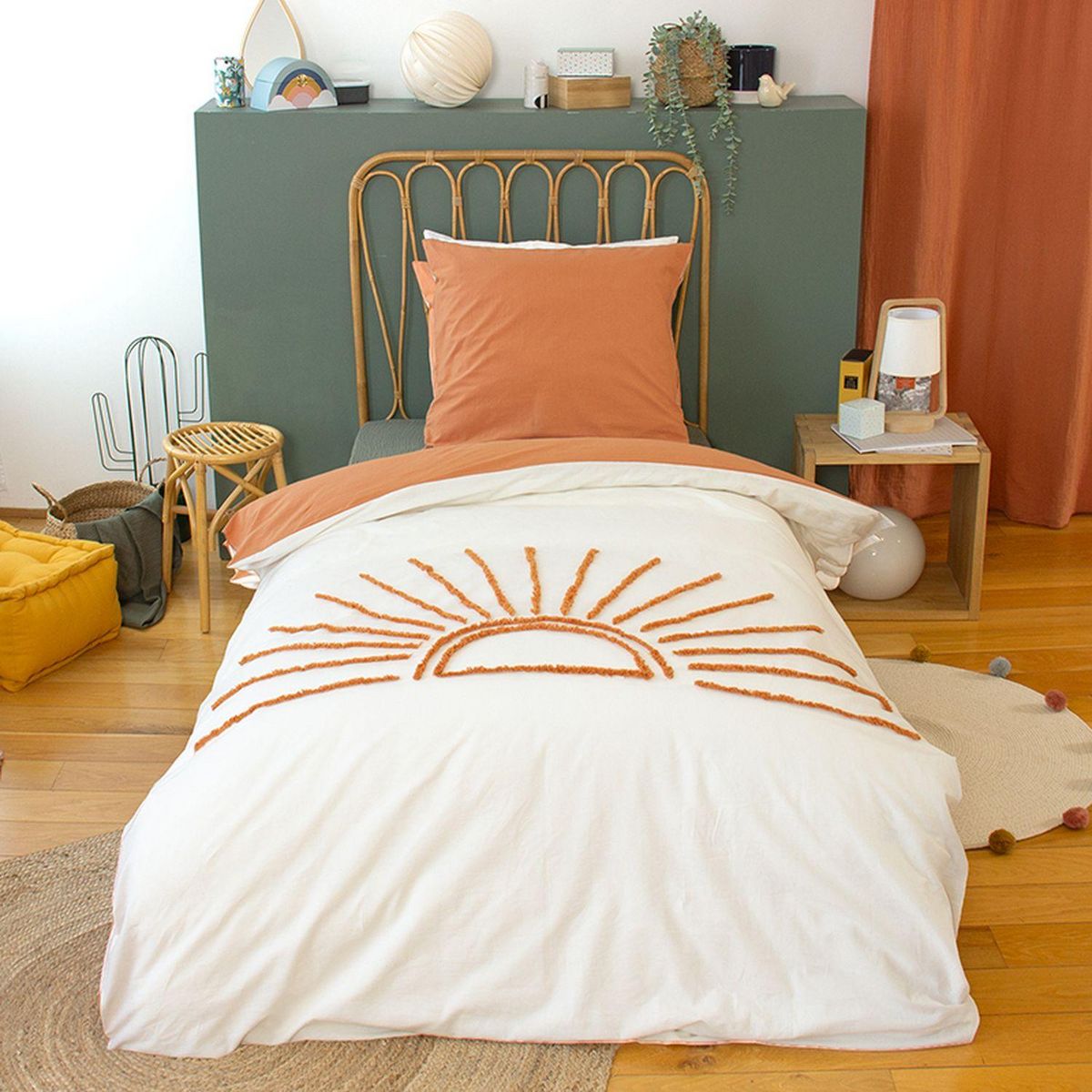 COTE DECO Parure de lit Solez - Coton tufté 52 fils/cm² - 140 x 200 cm