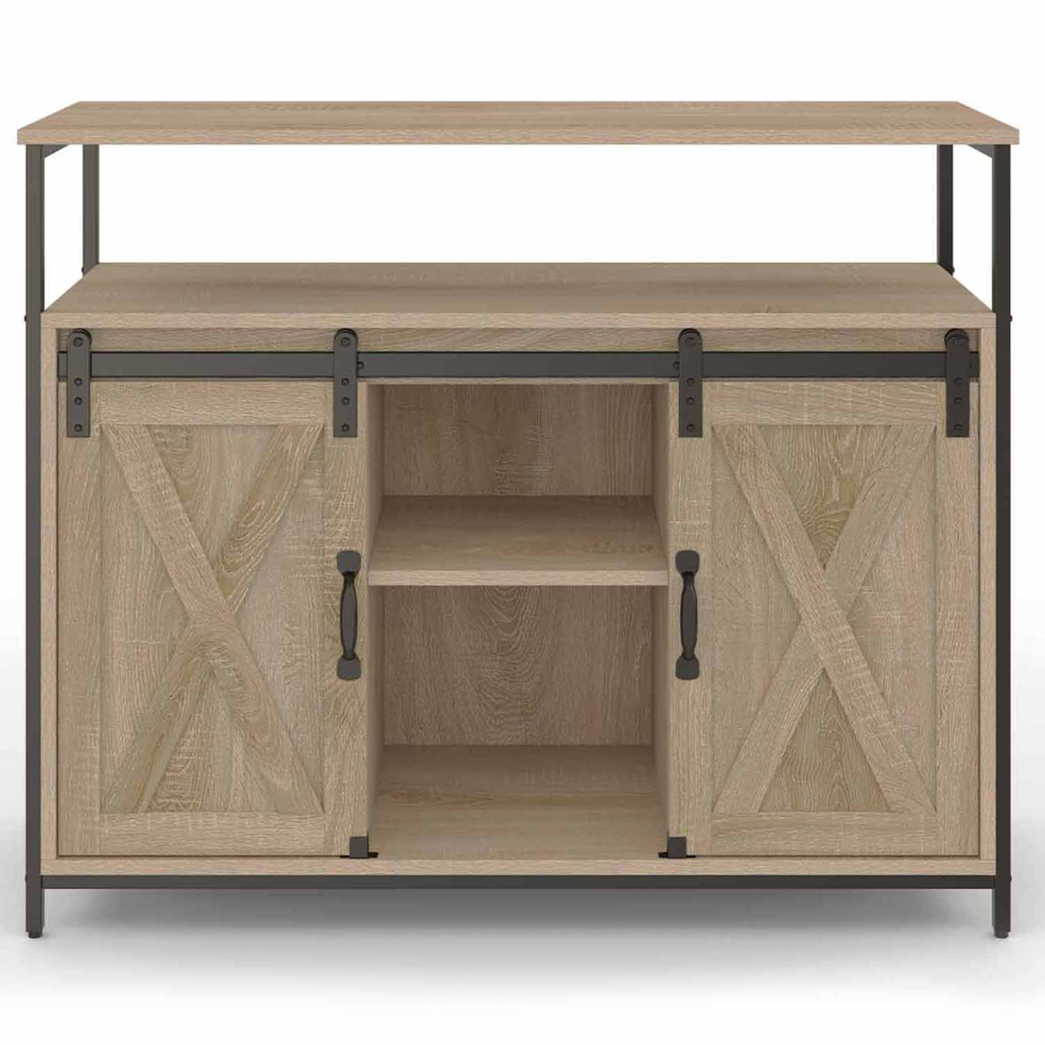 Voir la diapositive 3 : ID MARKET Buffet 100 cm quebec 2 portes grange coulissantes design industriel