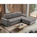 BEST MOBILIER Bianca - canapé d'angle droit 4 places convertible avec coffre en tissu texturé. Coloris disponibles : Beige, Bleu, Rose, Gris, Noir, Marron, Vert