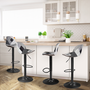 Voir la diapositive 2 : ID MARKET Lot de 4 tabourets de bar KARL design patchworks noirs, gris et blancs pied noir