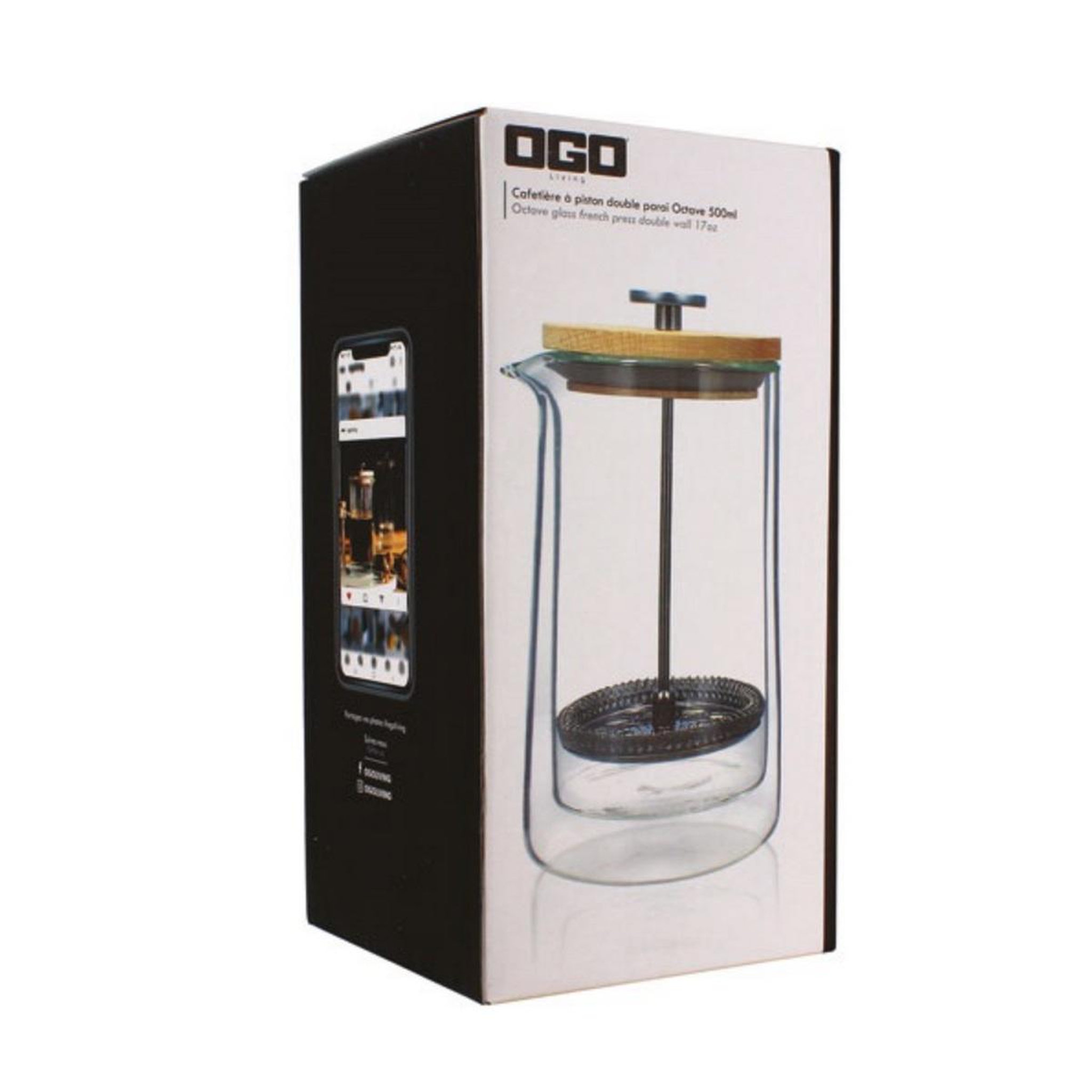 Voir la diapositive 3 : OGO LIVING Cafetière à piston 0.5l transparent - 7912151