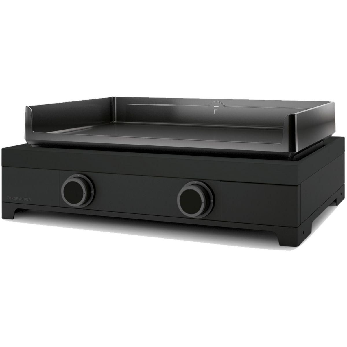 FORGE ADOUR Plancha gaz modern G 60 A N noir 2 brûleurs à poser, 60.5x42 cm