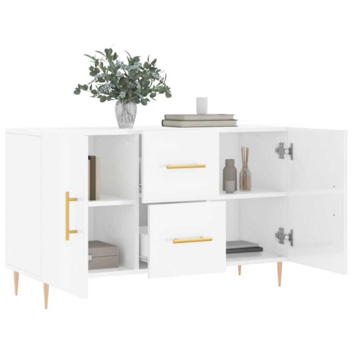 VIDAXL Buffet blanc brillant 100x36x60 cm bois d ingénierie