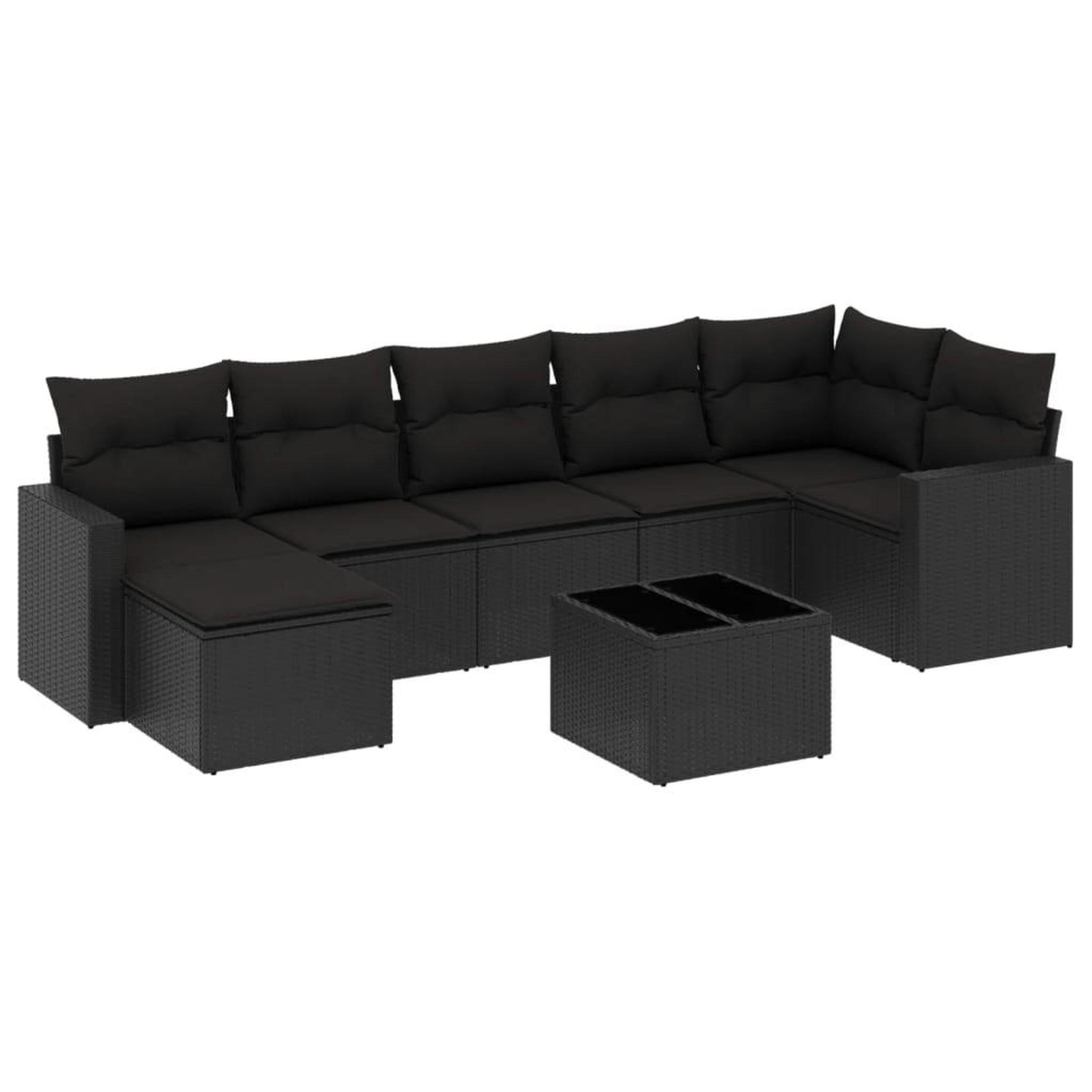 Voir la diapositive 2 : VIDAXL Salon de jardin 8 pcs avec coussins noir resine tressee