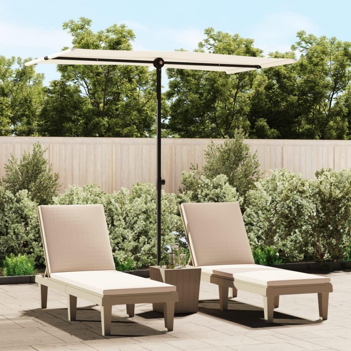 VIDAXL Parasol de jardin avec mat en aluminium 180x110 cm blanc sable