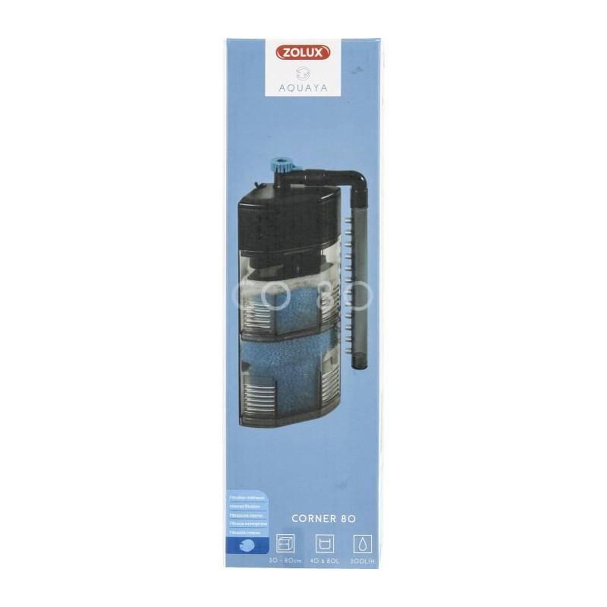 Voir la diapositive 2 : Zolux Filtre intérieur d'angle - Zolux - Pour aquarium de 40 a 80 L - Débit de 300 L/h - 5W
