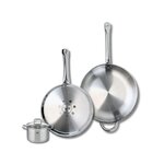 ELO Ensemble de 2 Poêles de cuisson 28 et 32 cm et 1 faitout 12 cm Elo Profi Citrin