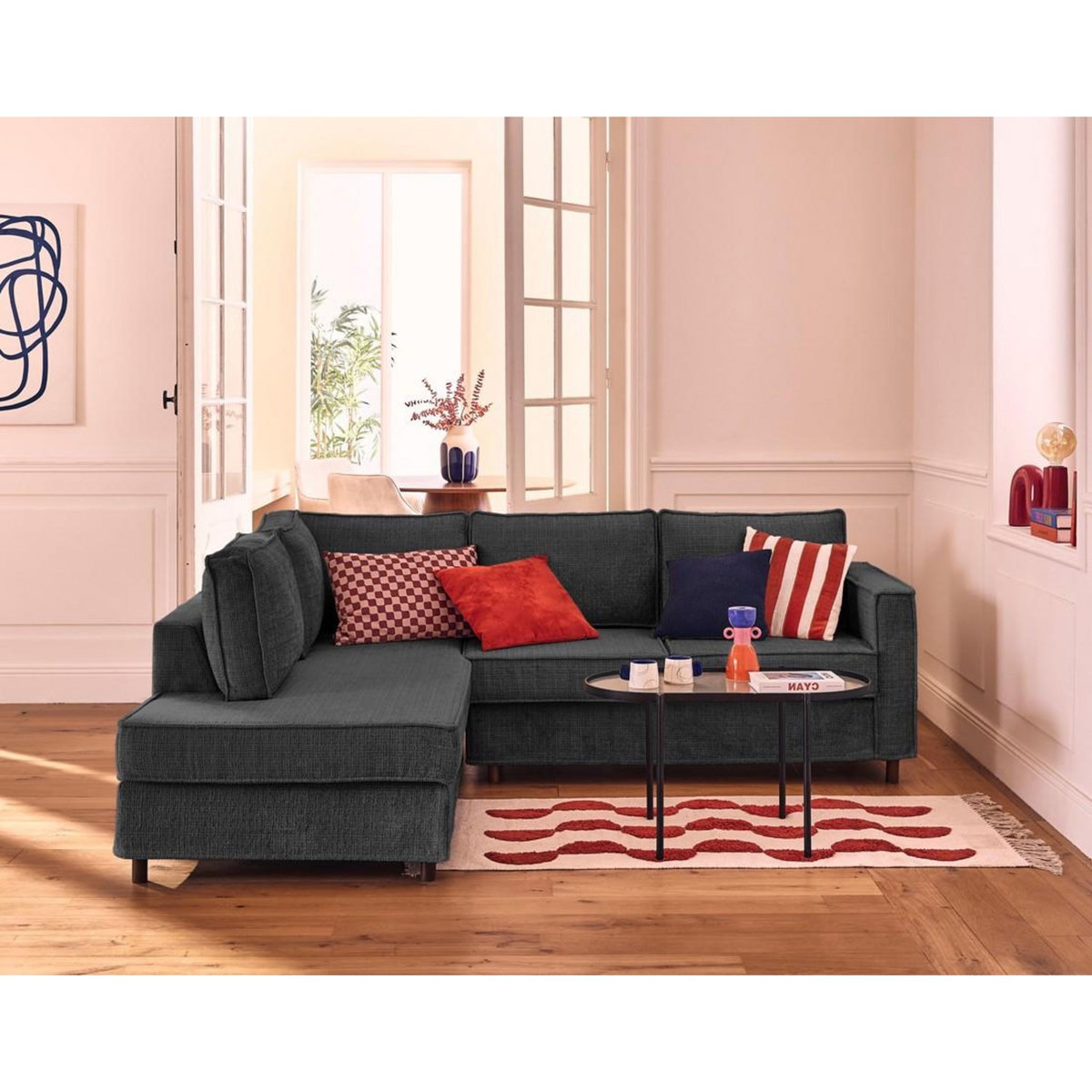 LISA DESIGN Jake - canapé déhoussable d'angle gauche 5 places en velours texturé