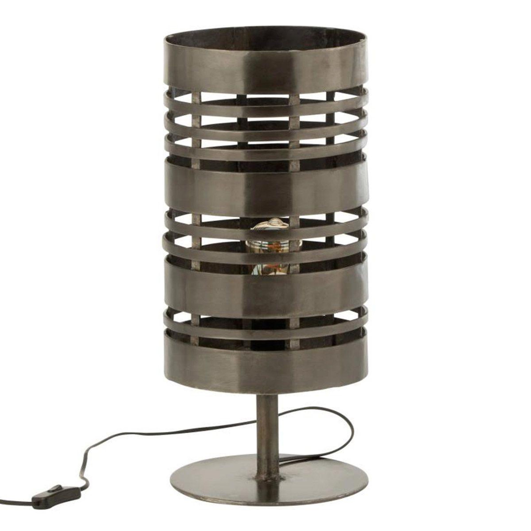 Voir la diapositive 1 : J-LINE Lampe à Poser Cercle Métal  Pamela  51cm Gris