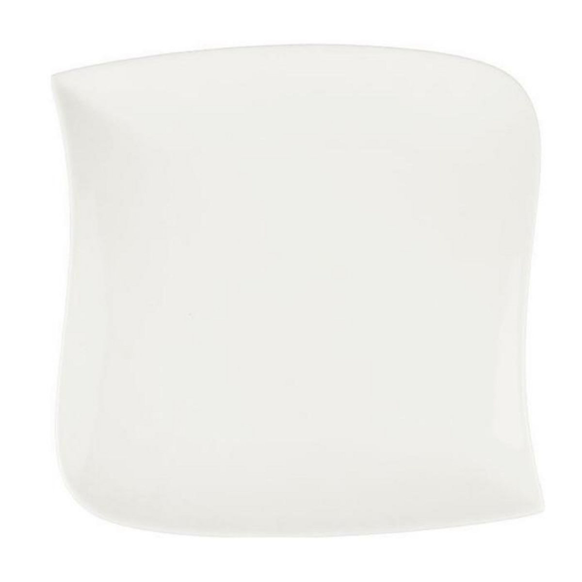 SECRET DE GOURMET Lot de 6 Assiettes à Dessert Carrées  Vague  22cm Blanc