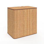 ID MARKET Panier à linge 3 bacs amovibles bambou ALBA tissu écru