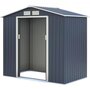 Voir la diapositive 2 : MARKET24 PLUTON Abri de jardin en métal 2,71 m² - 213 x 127 x 195 cm - Kit d'ancrage inclus, 2 portes coulissantes - Gris