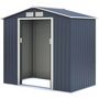 Voir la diapositive 2 : MARKET24 PLUTON Abri de jardin en métal 2,71 m² - 213 x 127 x 195 cm - Kit d'ancrage inclus, 2 portes coulissantes - Gris
