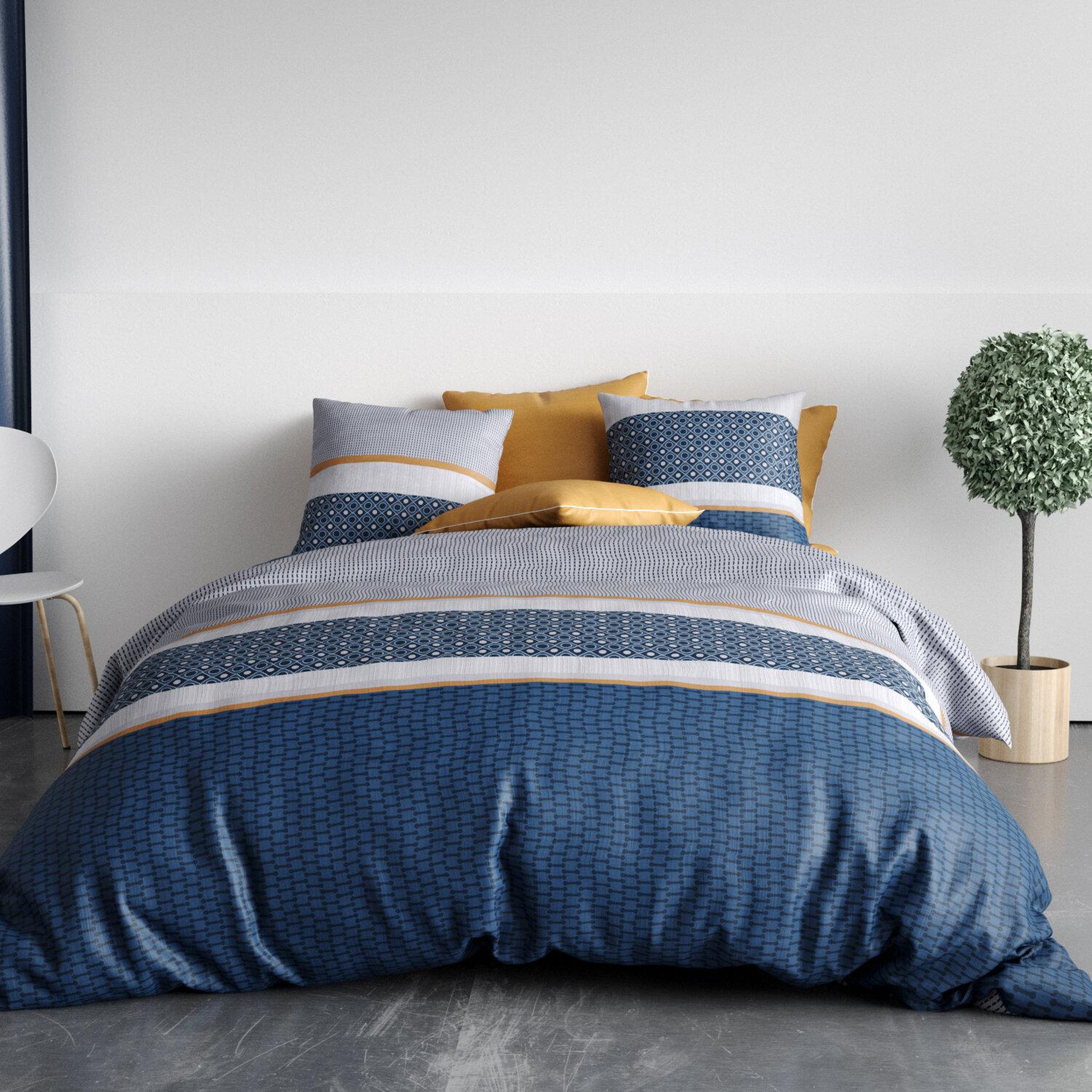 Voir la diapositive 1 : ATELIER DU COTON Parure housse de couette 100% coton 57 fils zante