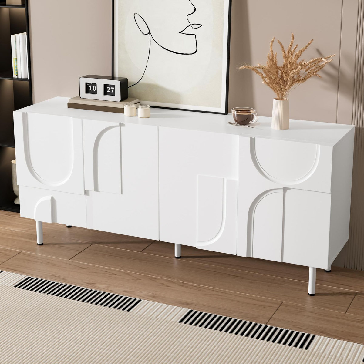MERAX Buffet 4 porte(s) 0 tiroir(s) - 160 cm blanc mdf