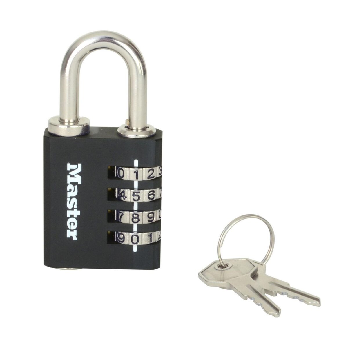 Master lock 7641EURDBLK Cadenas à combinaison et clé de secours pour un usage intérieur, 78 x 40 x 16 mm