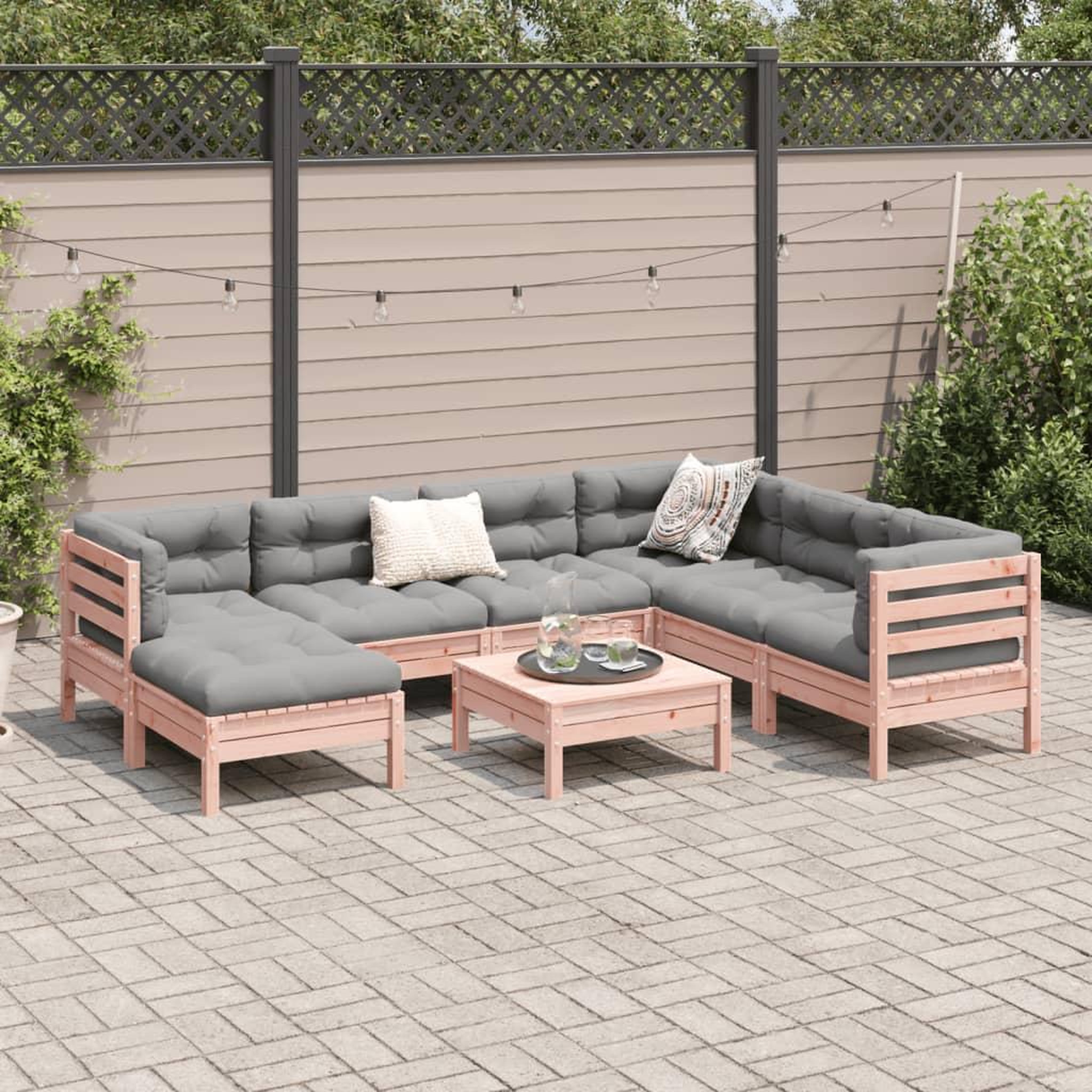 Voir la diapositive 3 : VIDAXL Salon de jardin 8 pcs avec coussins sapin douglas solide