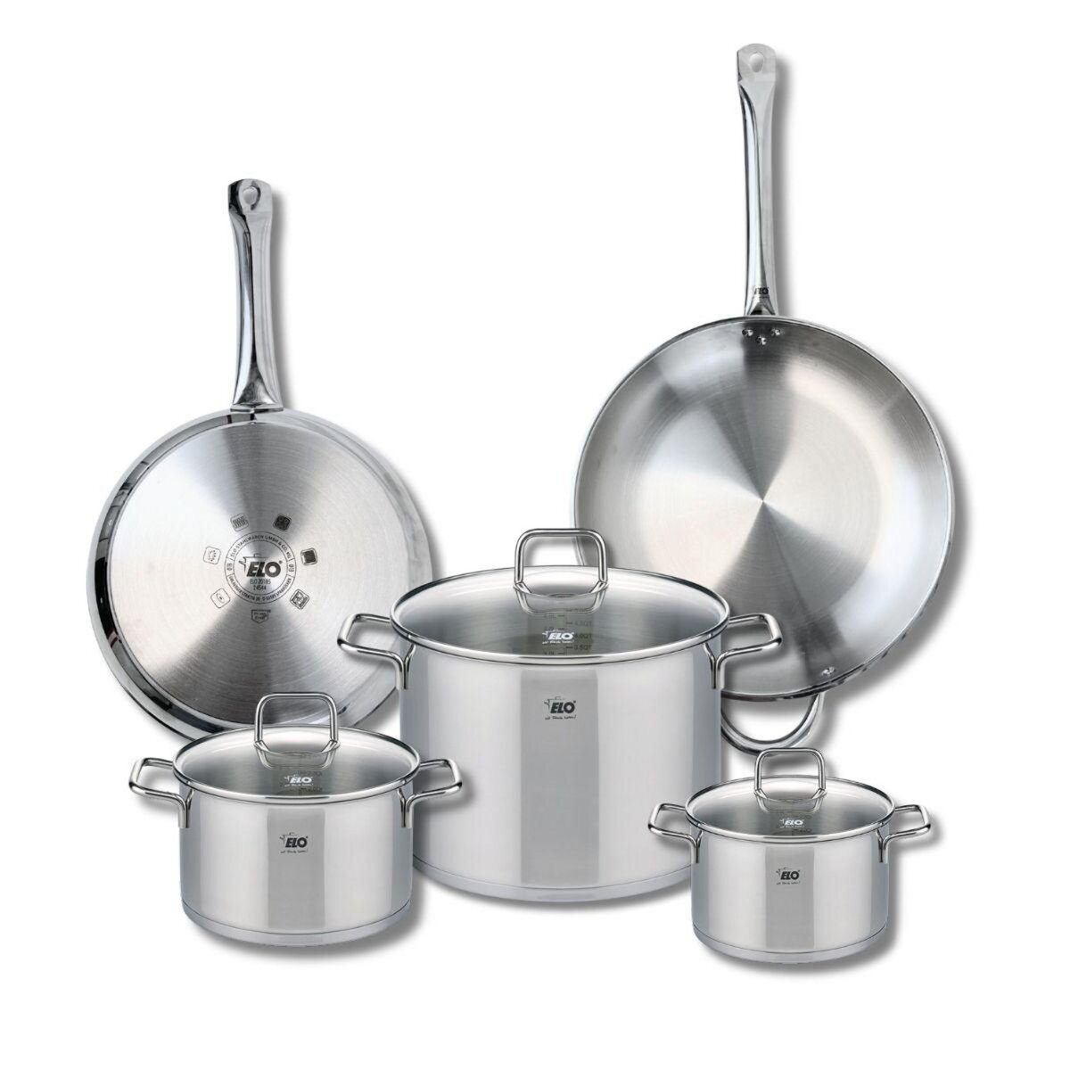 ELO Ensemble de 2 Poêles de cuisson 28 et 32 cm et 3 faitouts 16, 20 et 26 cm Elo Profi Citrin