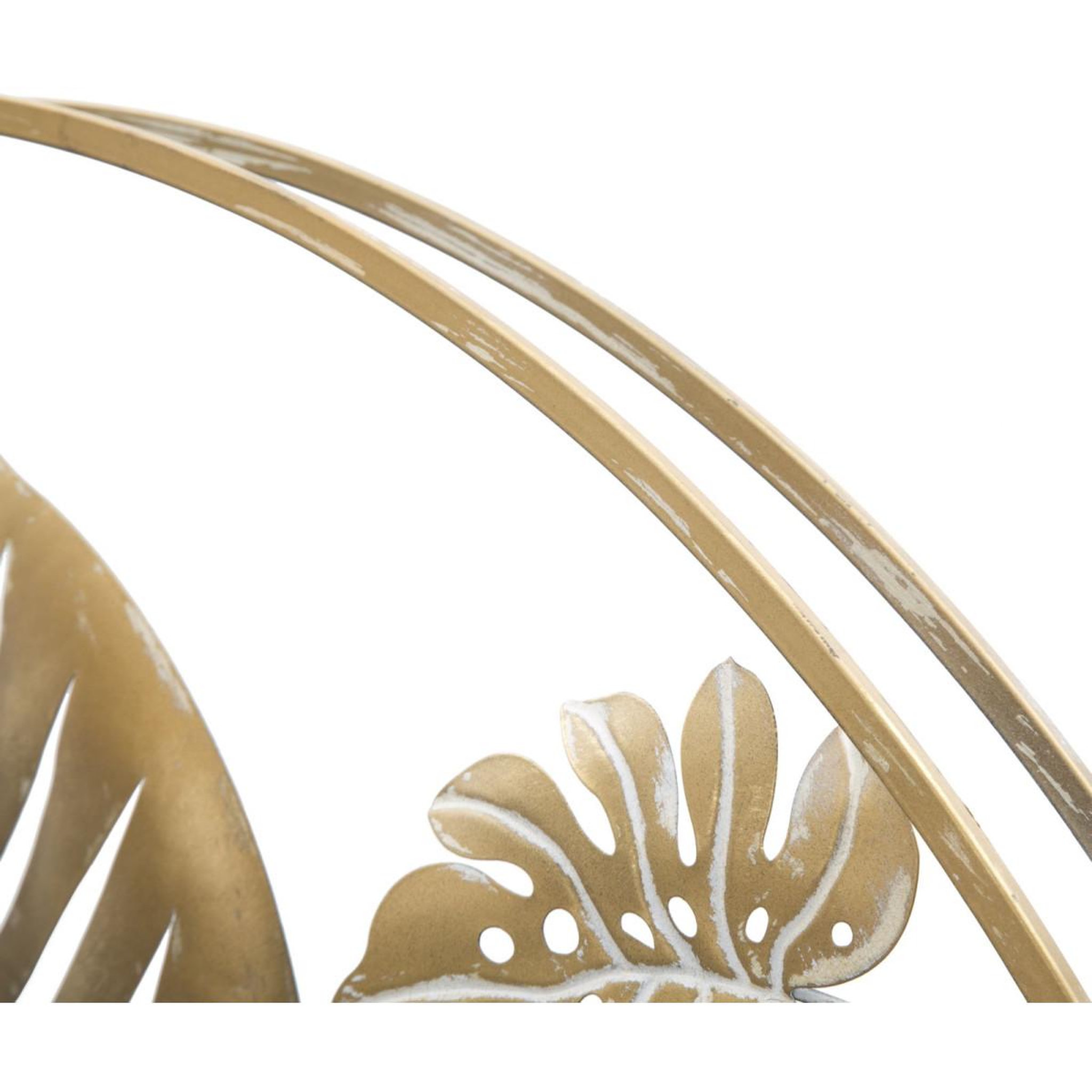 Voir la diapositive 4 : Paris Prix Décoration murale ronde en métal  jungle  80cm or