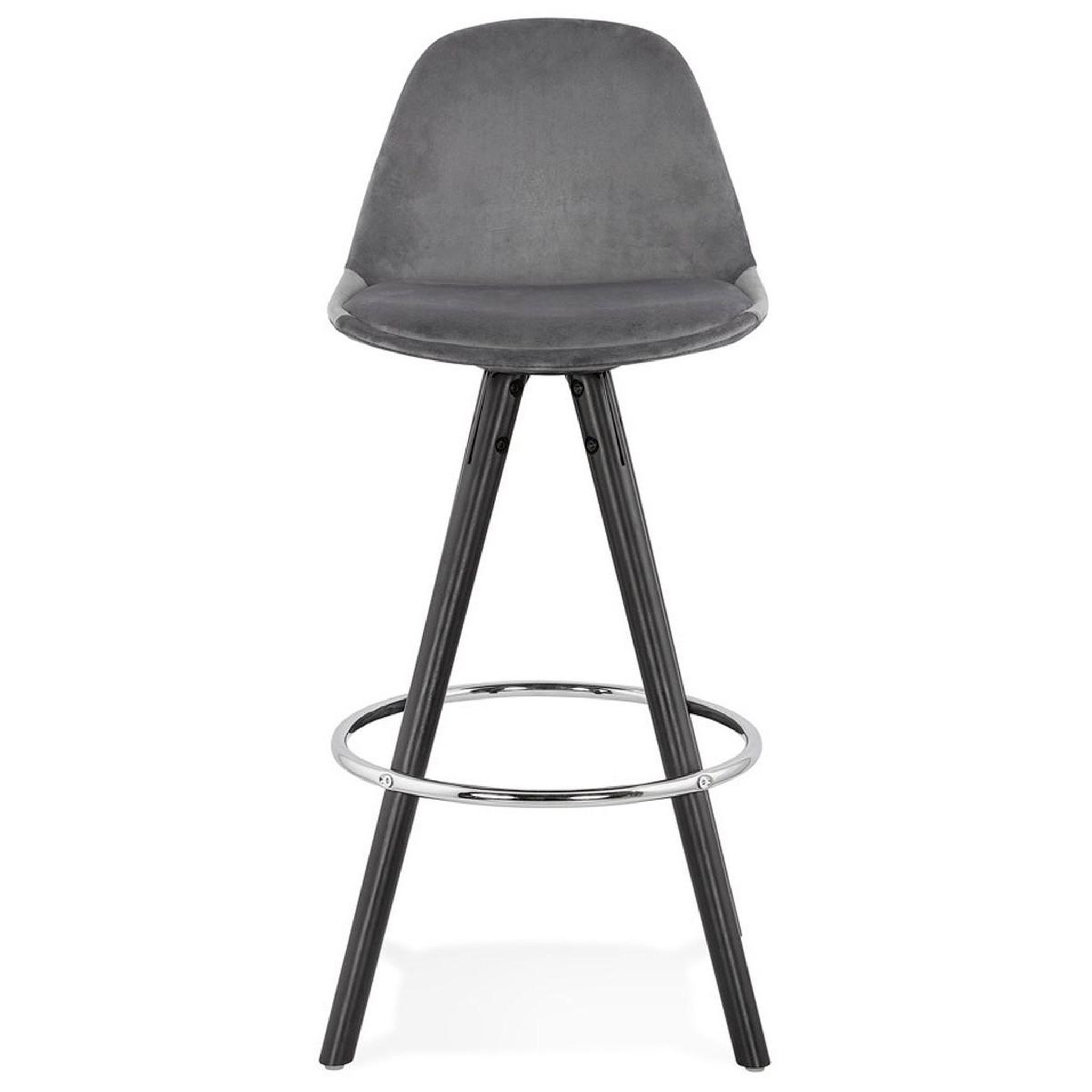 Voir la diapositive 2 : Paris Prix Tabouret de bar velours & bois  vinea  87cm gris