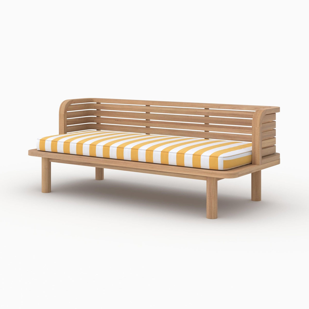 Rendez vous déco Salon de jardin 3 places en bois de teck et tissu rayé jaune-Kilda