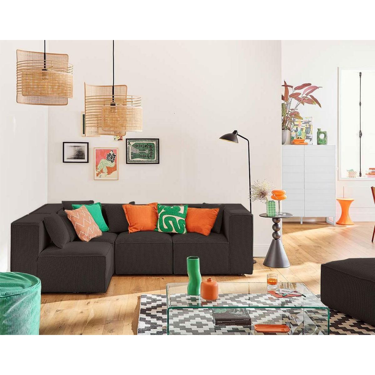 LISA DESIGN Arty - canapé modulable d'angle gauche 5 places - en tissu mailles 3d